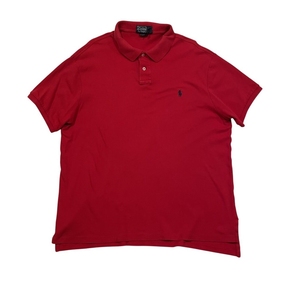 Polo Ralph Lauren Mens XL Custom Fit Red Short Sleeve Pony‎ Logo Polo Shirt - Picture 2 of 6